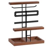 Ukbzxcmws Elegante soporte para joyas con gancho para collar y agujeros de almacenamiento para pendientes, práctica presentación de joyas y organizador de almacenamiento