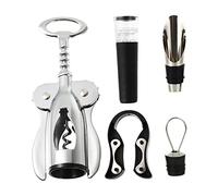 UKCOCO 1 juego Abridor de Botellas de Vino Sacacorchos Manual Inoxidable para Vinos Incluye Cortador Tapón de Vacío y Vertedor para Hogar y Fiestas