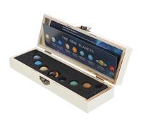 UKCOCO 1 juego Adornos Planetarios de Cristal del Sistema Solar Decoración Interactiva para Escritorio Set de Naturales Caja de Madera para y Decorativos