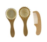 UKCOCO 1 juego Cepillo y Peine de Lana para Bebés Cuidado del Cabello y Masaje del Cabelludo Accesorios para Baño del Recién Nacido para Desarrollo del Niña
