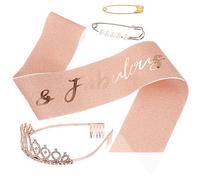 UKCOCO 1 juego Diadema y Cinta de Cumpleaños para Mujeres y Niñas Decoraciones de Fiesta de Sash Elegante y Tiara de Perlas para Celebraciones Especiales