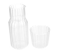 UKCOCO 1 juego Jarra y Taza de Vidrio para Bebidas Frías Set de Jarra y Taza para Fiestas y Uso Diario Diseño Transparente y Elegante para Jugos y Bebidas Frías