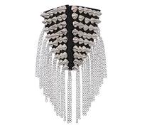 UKCOCO 1 pieza Epaulet de Hombro con Borlas y Remaches para Blazer Charretera de Moda con Cadena Insignia Elegante y Disfraces Color Plateado