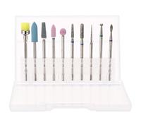 UKCOCO 10 Piezas Brocas para Uñas de Acero de Tungsteno, Juego de Cabezales de Pulido, Conos Redondos, Plata, sin Polvo, Diseño Ligero, para Manicura y Pedicura