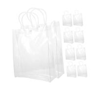 UKCOCO 10 piezas Unidades Bolsas de Transparentes de PVC con Asas Reutilizables Pequeñas para Envolver y Transportar Bolsas Claras para Flores y Diseño Elegante y Práctico