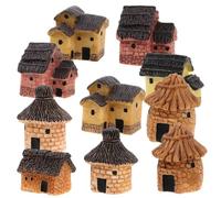 UKCOCO 10 Piezas Vintage Resin Tiny Houses For DIY Craft Aesthetic Fairy Garden Landscaping Statues Miniature Village Accessories