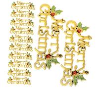 UKCOCO 12 Piezas Decoración de Puerta Navideña Plástico con Frases de Adornos Colgantes para Navidad Letras de Merry Christmas Color Dorado