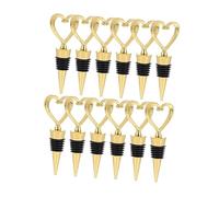UKCOCO 12 piezas Tapones de Botella de Vino Forma de Corazón Aleación Dorada Sellado Fresco Resistente para Botellas Pequeñas Diseño Duradero y Antióxido para Fiestas y Reuniones
