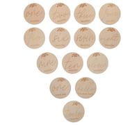 UKCOCO 14 Piezas Tarjetas Mensuales de Madera para Bebés Tarjetas Anuncio Nacimiento Accesorio Fotografía Recién Nacido Recuerdo Crecimiento Unisex