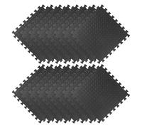 UKCOCO 16 Piezas Tapete Deportivo de Rompecabezas Alfombrillas de Gimnasio Forma de Puzle Espuma Eva Negra Protección y Absorción de Impactos Instalación Flexible para Equipos de