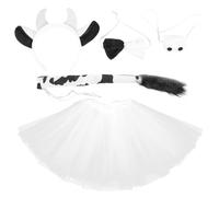 UKCOCO 1Juego Conjunto de Tocados de Vaca Decorativos Incluye Nariz Pajarita y Falda Cosplay y Halloween Accesorios Cómodos