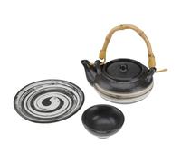 UKCOCO 1Juego Tetera Japonesa Pequeña de Cerámica con Plato y Taza Tetera Retro para y Hogar