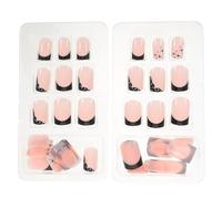 UKCOCO 2 Cajas uñas postizas cortas pegatinas para uñas Consejos de postizas decorativas Presione las cortas press-on nails arte de de navidad