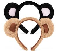 UKCOCO 2 Diademas Elásticas Accesorios Creativos y Adorables Orejas Tridimensionales de Oso de Felpa para Fiestas Temáticas de Halloween y Fotos Divertidas
