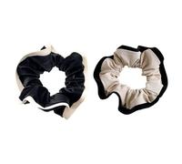 UKCOCO 2 Gomas Cabello de Cuero Negro y Beige, Anillos Resistentes Que Combinan Cualquier Peinado para Mujeres y Niñas en Parques Acuáticos y Lugares de Entretenimiento