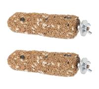 UKCOCO 2 palitos para golosinas de pájaros, Juguete masticable Natural | Palo de piedra para moler picos, varita masticable para semillas de periquitos, cacatúas, periquitos australianos y