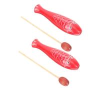 UKCOCO 2 Pares Instrumentos de Percusión de Madera Forma de Pez Rojo para Juguetes Musicales de Golpeo Manual para Educación Temprana y Desarrollo Sensorial