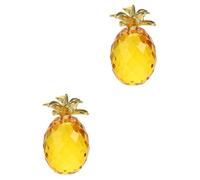 UKCOCO 2 Piezas Adornos De Piña Figura Coleccionable De Frutas Condujo Retro Casa Fiesta Mini Decoración Centros De Mesa Tropical Decorativo Oficina Piña Realista Amarillo Cristal