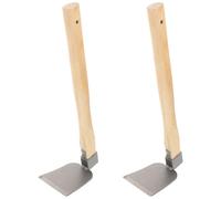 UKCOCO 2 Piezas Azada de Jardinería de Acero, Pequeña Azada de Jardín Mango de Madera, 15 Pulgadas, para Jardinería, Mango Ergonómico, Aflojar el Suelo, Excavar y Plantar