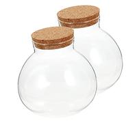 UKCOCO 2 Piezas Botella Ecológica Tapas Stands Jarrón Hidropónico Dispensador Terrario Redondo Titular De La Planta De Aire Maceta De Burbujas Transparente con Tapa Propagación Vidrio
