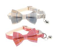 UKCOCO 2 Piezas Collar Decorativo para Gatos con Pajarita Lavable Diseño de Cuadro Rojo y