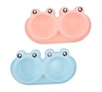 UKCOCO 2 Piezas Comedero Doble para Perros y Gatos con Diseño de Antideslizante y Barrera de Agua Cuencos Elevados para Comida Seca y Húmeda para Exteriores y Gatos Callejeros de Rosa y