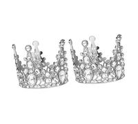 UKCOCO 2 piezas Coronitas Metálicas para Decoración de Pasteles Cumpleaños Shower Adorno Topper Cupcake Vintage Barroco Plata Postre Fiesta