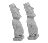 UKCOCO 2 Piezas Estatua Moái Isla De Pascua Estatua De Piedra s Moáis Piedra Moai Decoración De La Cabeza De Pascua del Jardín De a Arenisca Grey
