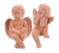 UKCOCO 2 Piezas Estatuas de Ángeles Cilíndricos de Fina para Macetas Pequeñas Decoración Elegante de Jardín con Figuras de Ángeles Pensativos y Alegres para Suculentas y Flores