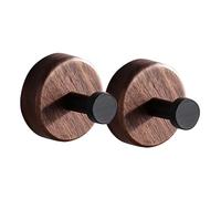 UKCOCO 2 piezas Gancho Adhesivo de Pared de Madera Colgador Decorativo sin Taladro para Toallas y Llaves Acabado Nogal Negro para Baño y Hogar
