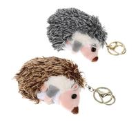UKCOCO 2 Piezas Llavero de Peluche de Erizo Suave y Adorable Colgante para Mochilas y Llaves de Gris Plateado y Marrón Oscuro Regalo para Niñas y Colegios