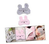 UKCOCO 2 piezas Máscara de de Conejo para Dormir de Peluche Tapa Ojos para Niñas Bloqueo Completo de Luz Material Suave y Lavable para Relajación y Rosa y Gris