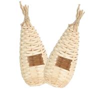 UKCOCO 2 Piezas Nidos Colgantes para Pájaros de Bambú Natural de Nidos Tejidos Decorativos para Jardín Exterior Casa para Loros y Aves Pequeñas Resistente y Artesanal