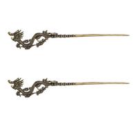 UKCOCO 2 Piezas Palillos para Pelo Vintage con Diseño Retro de Dragón Horquillas de Latón Creativo y Portátil para Tocados Peinados Elegantes y Aguja para Té