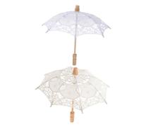 UKCOCO 2 Piezas Sombrillas de Encaje Bordado para Boda Algodón Accesorio Decorativo para Novia para Despedidas y Sesiones Fotográficas