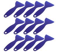 UKCOCO 20 Piezas Pequeño Raspador de Hielo de Plástico Azul | Mango Orificio para Colgar, Bordes Suaves y Pulido Fino, para Limpieza Multiuso en Ventanas y Bandejas