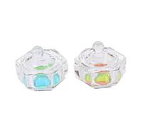 UKCOCO 2piezas Copas De Cristal Para Decoración De Uñas Recipientes Para Líquidos Tapa Para Trabajos De Uñas y Organización De Materiales