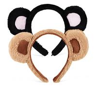 UKCOCO 2piezas Diademas De Animal Orejas De Oso Unidades Color Marrón y Negro Ajustables Para Adultos Eventos y Sesiones De Fotos