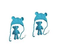 UKCOCO 2piezas Gorro De Fotografía para Bebés Gorro De Punto con Osito De Ganchillo para Sesiones De Fotos y Recuerdos Color Azul Lago