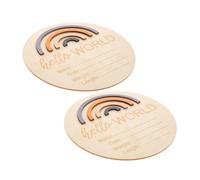 UKCOCO 2piezas Tarjetas De Mes Letrero De Anuncio De Madera Para Recién Nacidos Decoración De Guardería y Accesorio De Fotografía Conjunto Mes