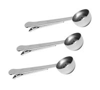 UKCOCO 3 piezas Cucharas Medidoras Inoxidable con Clip de Sellado para Café Leche Polvo y Multifuncional y Antioxidante para Mantener Frescos los Ingredientes