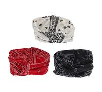 UKCOCO 3 Piezas Diademas Anchas Elásticas Bohemias con Estampado Floral Diseño Cruzado Juego de Rojo Negro Blanco para Mujer y Deporte