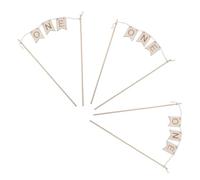 UKCOCO 3 Piezas One Madera Cake Topper Decorativo Primer Cumpleaños Accesorios para Tartas Fiesta Niña Elegantes Picks Grabados para Celebración Familiar