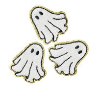 UKCOCO 3 Piezas Parches de Fantasma Blanco para Planchar y Coser Bordado Toalla Resistente para Personalizar Ropa Jeans Sombreros y Proyectos Diy