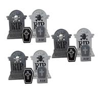 UKCOCO 3 Series Adorno De Lápida Figuras De Lápida En Miniatura Decoración De Halloween Lápida del Cementerio Lápida De Halloween Esqueleto Decoración del Cementerio Resina 4 Piezas X 3