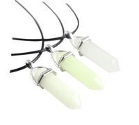 UKCOCO 3piezas Collar Colgante De Cristal Hexagonal Luminoso Cordón De Cuero Para Uso Diario y Ocasiones Obsequios