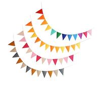 UKCOCO 4 Juegos Banderines de Fieltro Triangulares para Fiestas de Guirnaldas Coloridas para Cumpleaños y Celebraciones Decoración Infantil Adecuados para Bodas y