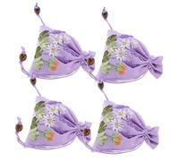 UKCOCO 4 piezas Bolsa Pequeña de Lino con Cordón Bordado de Lavanda Unidades para Joyas Regalos y Proyectos DIY para Collares Pulseras y Pendientes Color Elegante