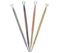 UKCOCO 4 piezas Herramientas de Manicura Inoxidable Removedor de Esmalte Empujador de Cutículas y Lápiz de Punteado Dorado Plateado Rosa