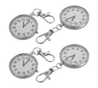 UKCOCO 4 Piezas Reloj Bolsillo Enfermera con Clip Cuarzo Esfera Grande Fácil Lectura Llavero Vintage para Estudiantes Médicos y Profesionales